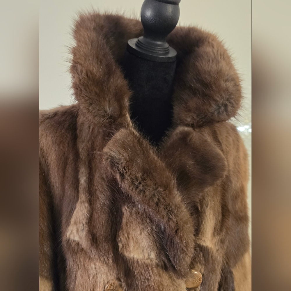 Women's Brown Fur Button-Front Coat - Picture 4 of 13